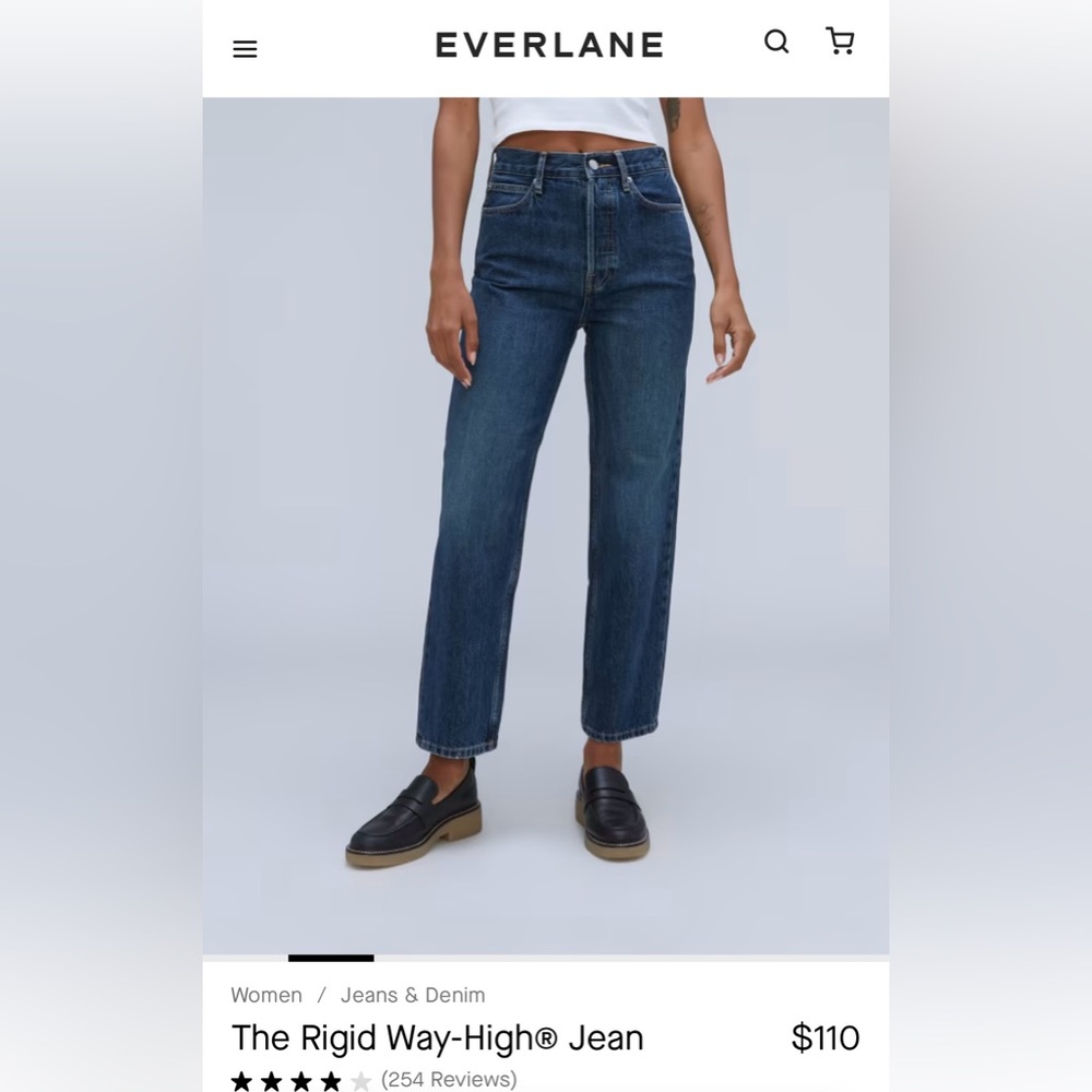 Everlane Rigid Way-High Jeans, Size 34, Worn-In Blue